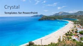  Presentation with lagoon - Beautiful presentation design featuring aerial-view-of-blue-lagoon backdrop and a light blue colored foreground