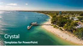  Presentation with queensland - Audience pleasing presentation theme consisting of aerial view of bongaree jetty backdrop and a ocean colored foreground