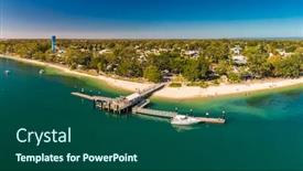  Presentation with aerial - PPT theme featuring aerial view of bongaree jetty on bribie island sunshine coast queensland australia background and a ocean colored foreground
