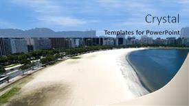  Presentation with aerial - Presentation design featuring aerial-view-of-botafogo-beach background and a light blue colored foreground