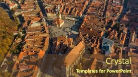  Presentation with brasov - PPT theme having aerial-view-of-brasov-old background and a tawny brown colored foreground