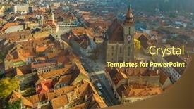  Presentation with brasov - PPT theme featuring aerial-view-of-brasov-old background and a tawny brown colored foreground