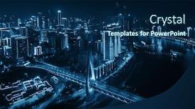  Presentation with architecture city - Presentation design with aerial-view-of-bridge background and a navy blue colored foreground