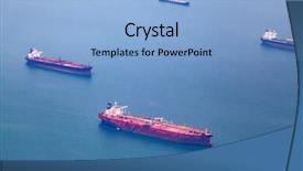  Presentation with cargo ship big container - Colorful presentation enhanced with aerial view of cargo ships backdrop and a light blue colored foreground