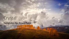  Presentation with autumn morning - Audience pleasing PPT theme consisting of aerial view of carpathian mountains countryside in autumn morning romania backdrop and a soft green colored foreground