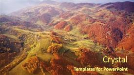  Presentation with autumn morning - Beautiful presentation theme featuring aerial view of carpathian mountains countryside in autumn morning romania backdrop and a tawny brown colored foreground