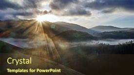  Presentation with autumn morning - PPT theme consisting of aerial view of carpathian mountains countryside in autumn morning romania background and a tawny brown colored foreground