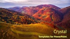  Presentation with autumn morning - Cool new presentation theme with aerial-view-of-carpathian-mountains backdrop and a tawny brown colored foreground