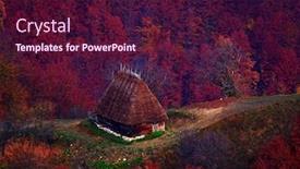  Presentation with autumn morning - Presentation theme featuring aerial-view-of-carpathian-mountains background and a wine colored foreground