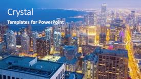  Presentation with city chicago - Audience pleasing presentation design consisting of aerial-view-of-chicago-city backdrop and a teal colored foreground