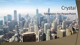  Presentation with chicago - Presentation theme having aerial view of chicago city background and a light blue colored foreground
