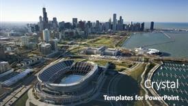  Presentation with chicago skyline - Presentation theme enhanced with aerial-view-of-chicago-illinois background and a ocean colored foreground
