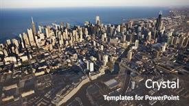  Presentation with chicago - PPT theme with aerial view of chicago illinois background and a dark gray colored foreground