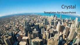  Presentation with city of chicago aerial view - Theme featuring aerial view of chicago skyscrapers background and a light blue colored foreground