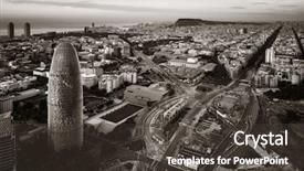  Presentation with torn down buildings - Slide deck with aerial view of city buildings background and a dark gray colored foreground