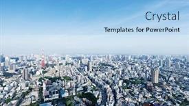  Presentation with tokyo - Slide deck featuring aerial view of cityscape of tokyo in blue cloud sky background and a light blue colored foreground