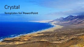  Presentation with south beach - Audience pleasing PPT theme consisting of aerial view of cofete beach and south-west coast of fuerteventura canary islands spain backdrop and a light blue colored foreground