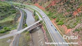  Presentation with arizona horseshoe bend colorado river - Presentation featuring aerial view of colorado river background and a coral colored foreground