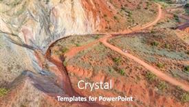  Presentation with moab - Colorful presentation theme enhanced with aerial view of colorful rock formation and steep cliff along onion creek and dirt road in moab area utah backdrop and a coral colored foreground