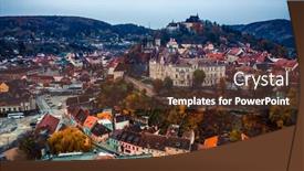  Presentation with sighisoara - Cool new slides with aerial-view-of-colorful-sighisoara backdrop and a tawny brown colored foreground