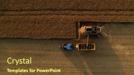  Presentation with harvest - PPT layouts having aerial-view-of-combine-harvester background and a tawny brown colored foreground