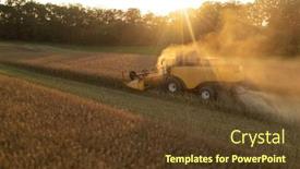  Presentation with harvest - Presentation theme with aerial-view-of-combine-harvester background and a tawny brown colored foreground