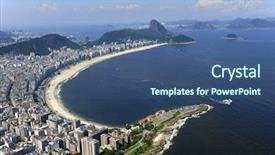  Presentation with city of chicago aerial view - Presentation enhanced with aerial view of copacabana beach background and a ocean colored foreground