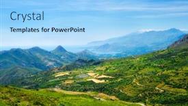  Presentation with crete island - Audience pleasing presentation theme consisting of aerial-view-of-crete-island backdrop and a  colored foreground