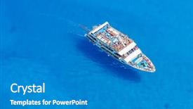  Presentation with boat - Beautiful theme featuring aerial view of cruise boat backdrop and a gray colored foreground
