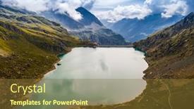  Presentation with inspiring - Beautiful presentation design featuring aerial-view-of-dam backdrop and a tawny brown colored foreground