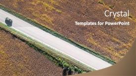  Presentation with soy - PPT theme featuring aerial-view-of-dirt-road background and a tawny brown colored foreground