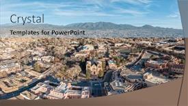  Presentation with area - PPT theme featuring aerial-view-of-downtown-area background and a light blue colored foreground