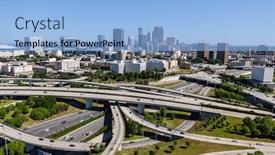  Presentation with buildings - Presentation theme having aerial-view-of-downtown-buildings background and a light blue colored foreground