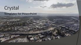 Presentation with downtown los angeles - PPT theme consisting of aerial view of downtown burbank background and a light gray colored foreground