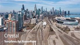  Presentation with chicago skyline - Slides featuring aerial-view-of-downtown-chicago background and a gray colored foreground