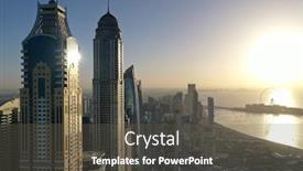  Presentation with city buildings - PPT theme featuring aerial-view-of-dubai-city background and a tawny brown colored foreground