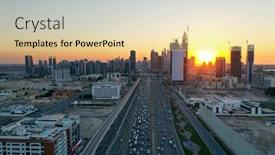  Presentation with city buildings - Cool new presentation with aerial-view-of-dubai-city backdrop and a lemonade colored foreground