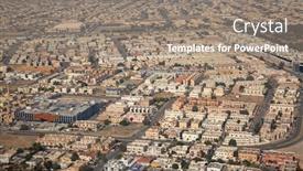  Presentation with emirates - Slides having aerial-view-of-dubai-downtown background and a gray colored foreground