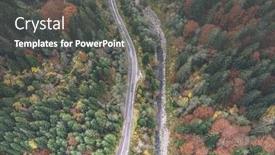  Presentation with mountain stream - Slide deck consisting of aerial-view-of-empty-road background and a gray colored foreground