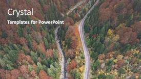  Presentation with mountain stream - Presentation theme having aerial-view-of-empty-road background and a gray colored foreground