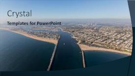  Presentation with california - Audience pleasing presentation design consisting of aerial view of entrance to newport bay in orange county california backdrop and a light blue colored foreground
