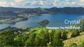  Presentation with volcanoes - Presentation theme with aerial-view-of-famous-lagoa background and a ocean colored foreground