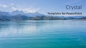  Presentation with moon - Slide deck consisting of aerial view of famous sun moon lake landscape at nantou taiwan background and a light blue colored foreground