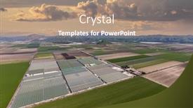  Presentation with storm clouds - Cool new PPT theme with aerial-view-of-farm-fields backdrop and a coral colored foreground