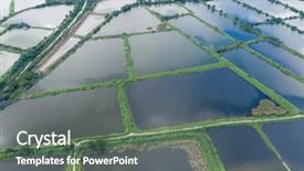  Presentation with fish pond - Cool new PPT theme with aerial view of fish hatchery backdrop and a gray colored foreground