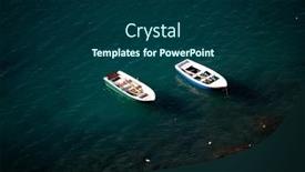  Presentation with fishing boats - Presentation design consisting of aerial-view-of-fishing-boats background and a ocean colored foreground