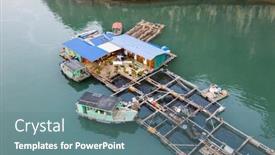  Presentation with world heritage - Cool new PPT theme with aerial-view-of-floating-fishing backdrop and a seafoam green colored foreground
