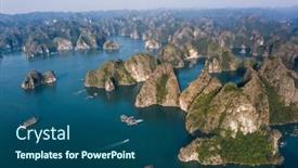  Presentation with world heritage - Amazing presentation design having aerial-view-of-floating-fishing backdrop and a ocean colored foreground