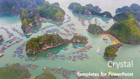  Presentation with world heritage - Audience pleasing presentation design consisting of aerial-view-of-floating-fishing backdrop and a gray colored foreground
