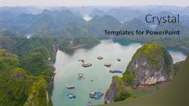  Presentation with world heritage - Slide set consisting of aerial-view-of-floating-fishing background and a light blue colored foreground